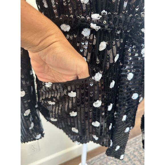 House of Harlow 1960 x Revolve Otto Blazer in Black White Polka Dots Sequins S - Picture 5 of 12